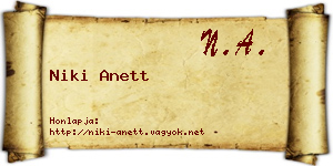 Niki Anett névjegykártya